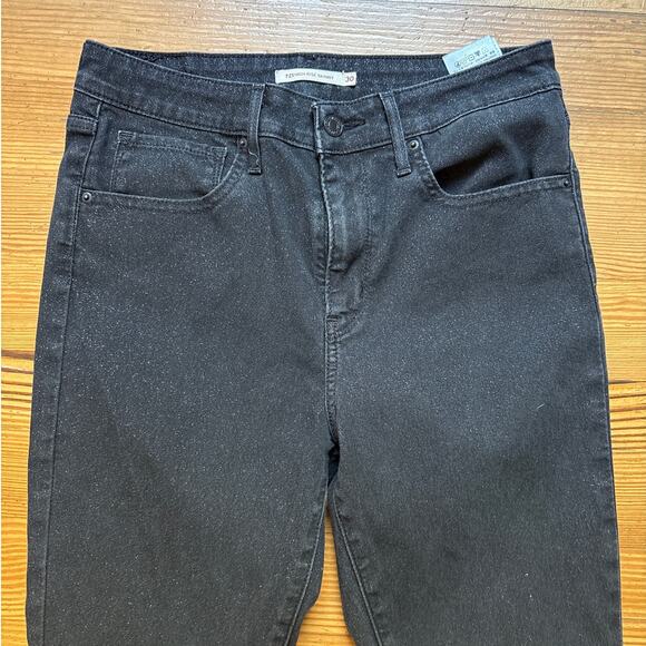 Levi's black glitter metallic threading high rise skinny jeans SIZE 30 - Picture 3 of 6